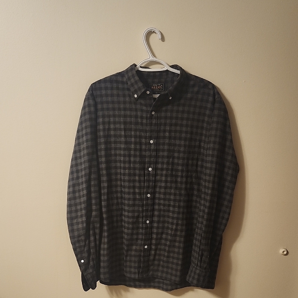 Beams PLUS  Men's Black Checkered Shirt